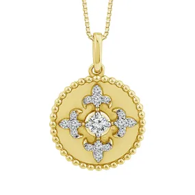 10K Yellow Gold Diamond Four Point Medallion Necklace