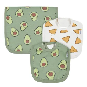 3-Piece Baby Neutral Comfy Stretch Avocado Bib & Burps Set