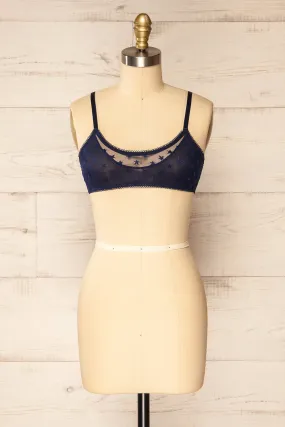 Amerikana Navy | Mesh Bralette w/ Embroidered Stars