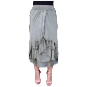 Anna Silk Cha Cha Skirt - Army