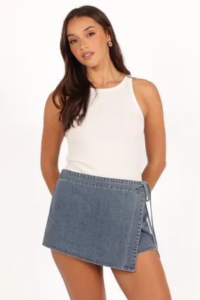 Ashton Denim Skort - Medium Wash