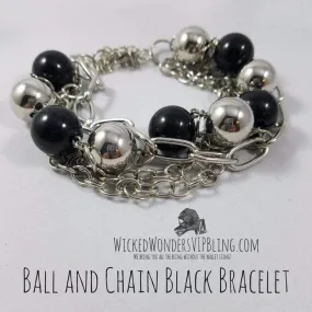 Ball and Chain Black Bracelet