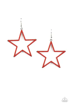 Count Your Stars Red Earrings - Paparazzi Accessories