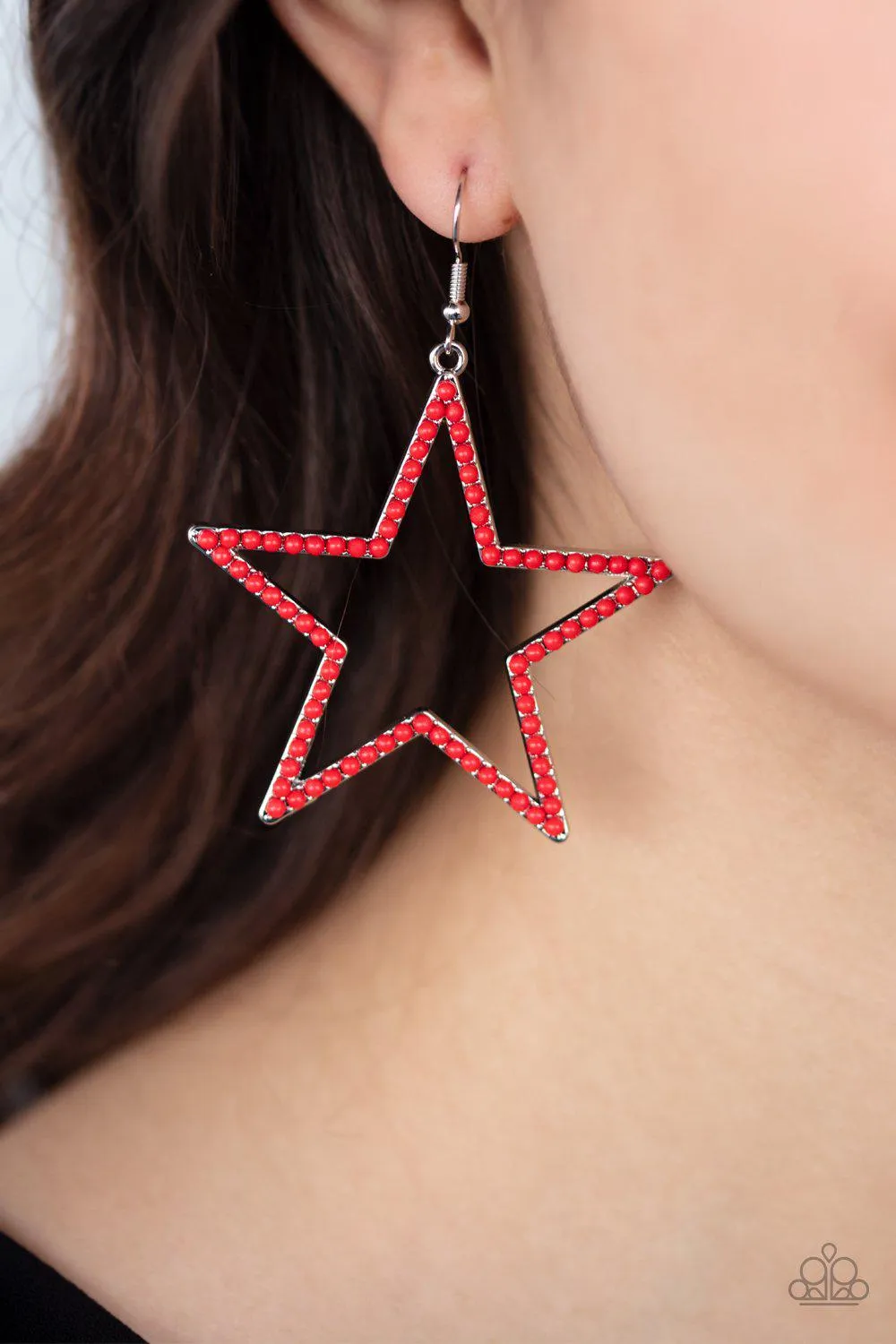 Count Your Stars Red Earrings - Paparazzi Accessories