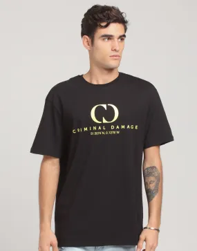 Criminal Damage Co-Ordinate Oversize T-Shirt Black/Yellow