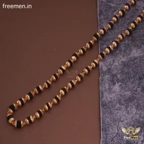 Freemen  CNC CAP black Golden Plated Rudraksha Mala - FM128