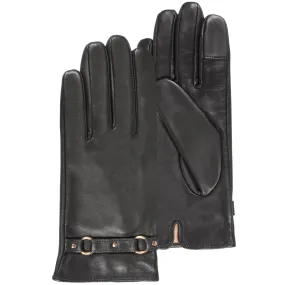 Gants Femme tactiles cuir anneaux Noir