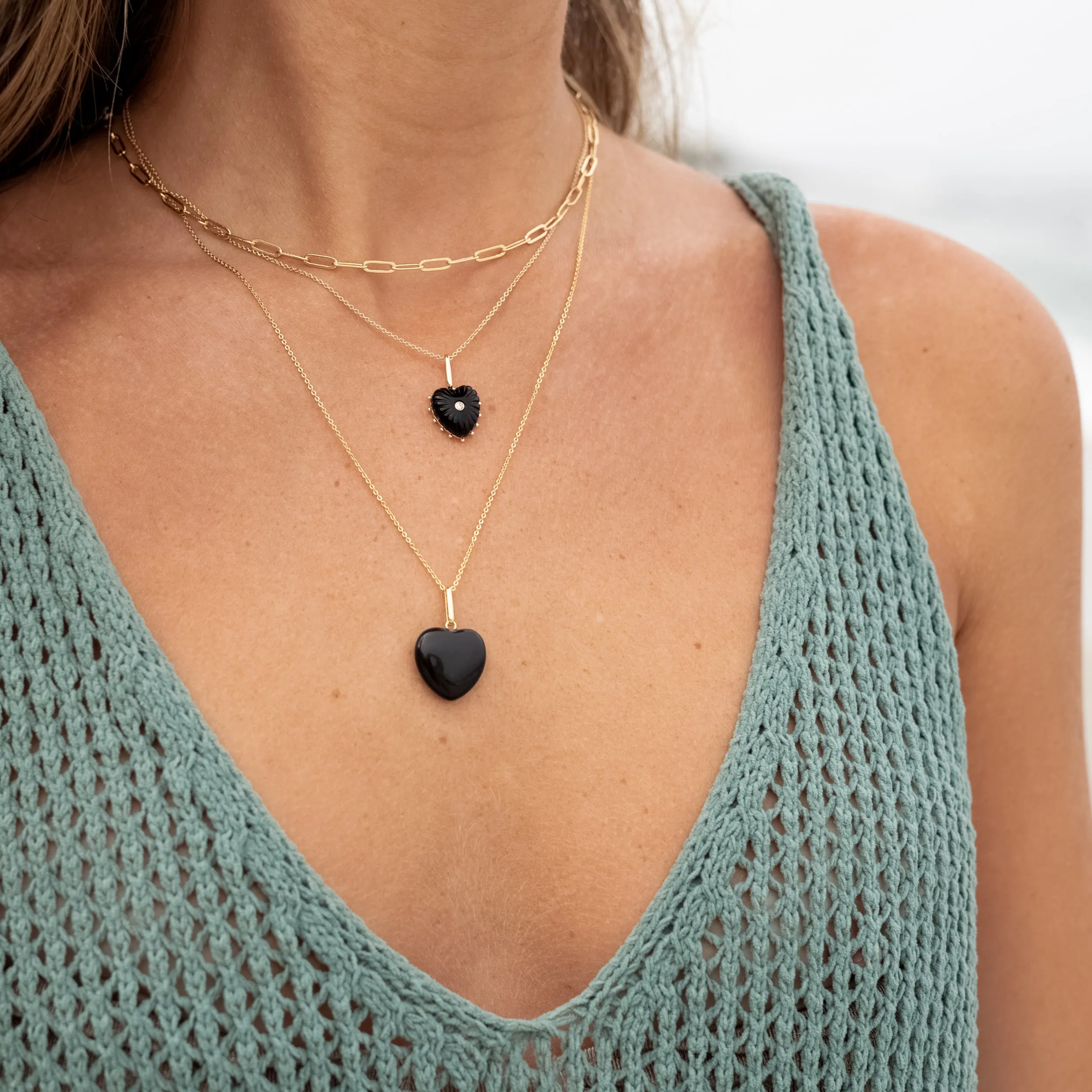 Gemma Onyx Heart Necklace