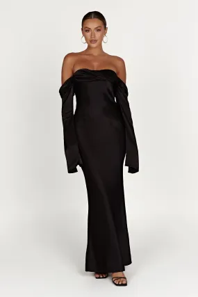 Giselle Off Shoulder Cowl Neck Maxi Dress - Black