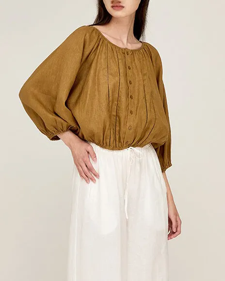 Izara Linen Button Blouse