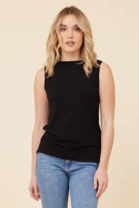 Majestic Soft Touch Semi Relaxed Boatneck Tank in Noir